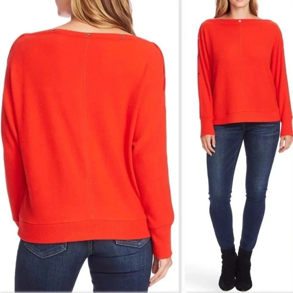 NWT Vince Camuto Snap Trim Dolman Sleeve Sweater Plus Size 1X Red - Picture 2 of 8